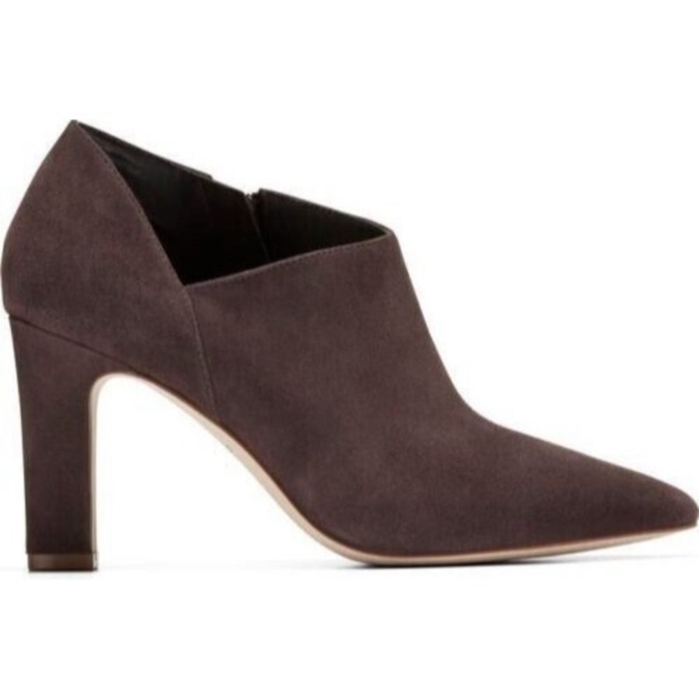 NWB  -Cole Haan Vestry Pointed Toe Booties – Dark Chocolate Suede, Size 9 - Picture 2 of 13